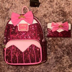 BNWT Loungefly Disney Sleeping Beauty Aurora Sequin Backpack and Wallet Set